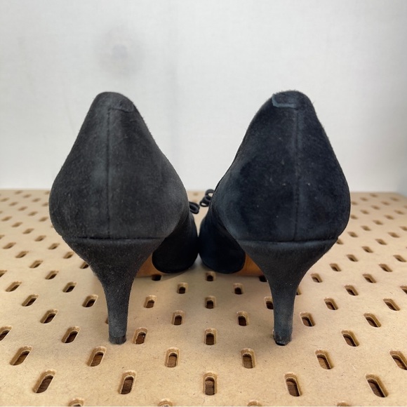 Enzo Angiolini Easorte Black Suede Bow Toe Pleated 3 inch Heel Size 7 - Picture 4 of 10